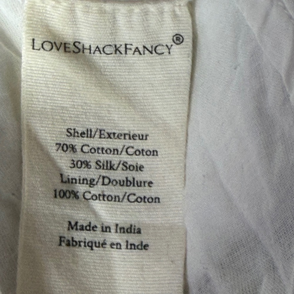 LoveShackFancy Yellow Floral Cotton Silk Tiered Midi Dress M Smocked Lace Trim - Picture 5 of 6